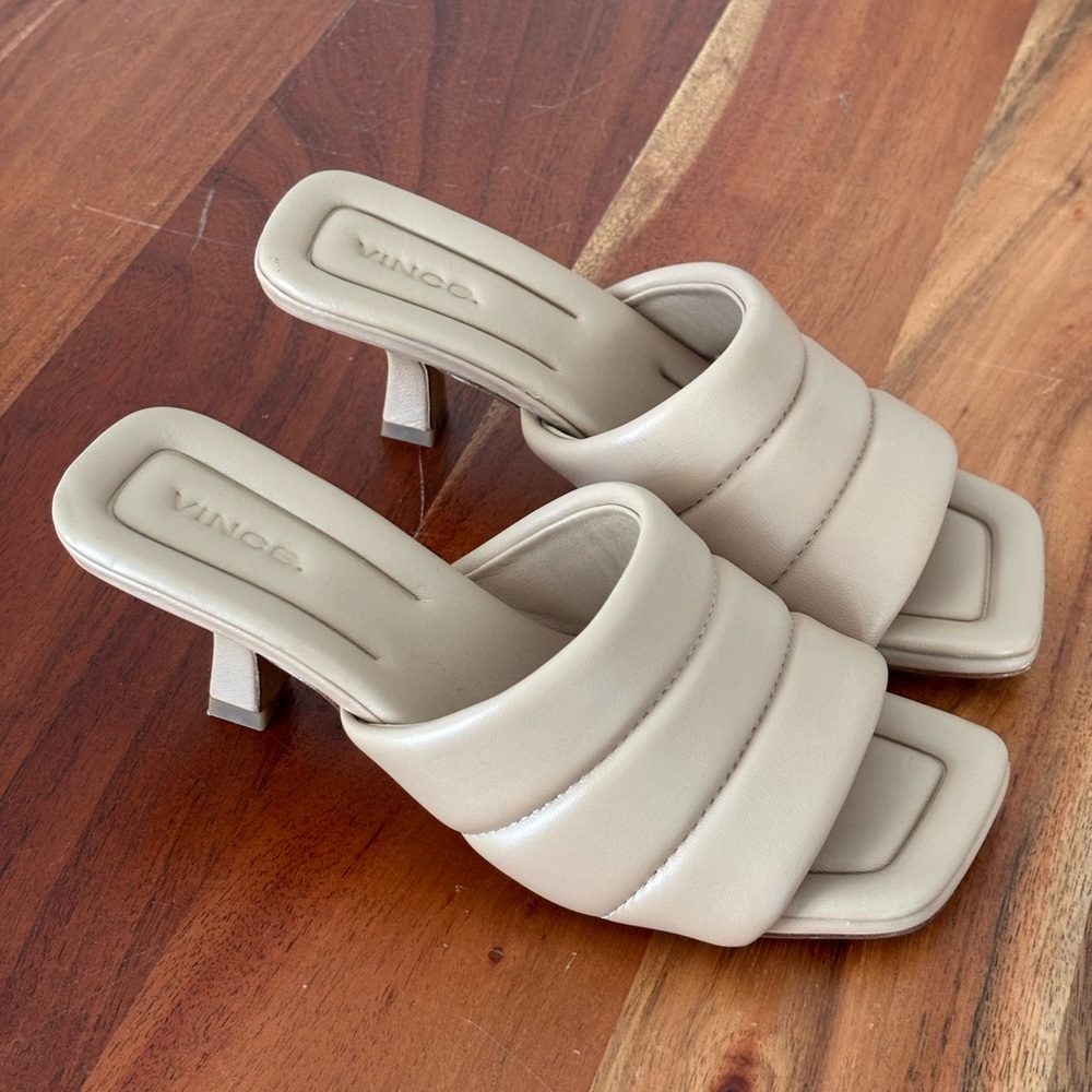 VINCE Tan Padded Slide Ceil City Sandals - Women's Size: 6M - Picture 8 of 9